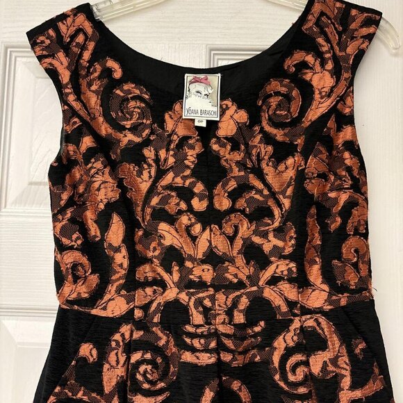 Elegant Anthropologie Yoana Baraschi Mirissa Black Orange Burnout Dress 0P - Picture 6 of 8